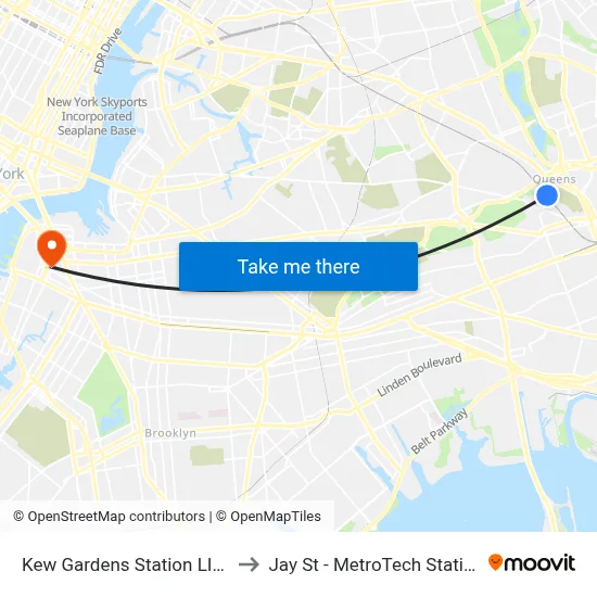 Kew Gardens Station LIRR to Jay St - MetroTech Station map