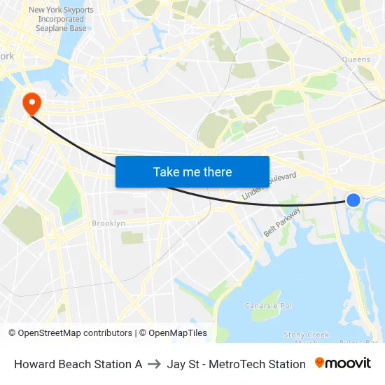 Howard Beach Station A to Jay St - MetroTech Station map