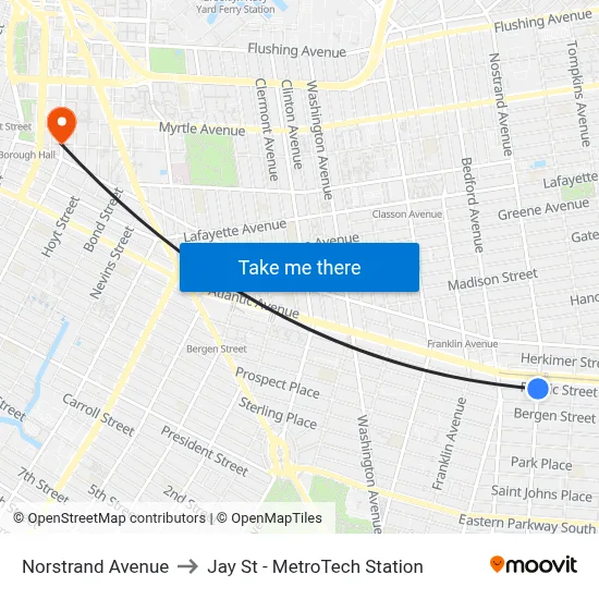 Norstrand Avenue to Jay St - MetroTech Station map