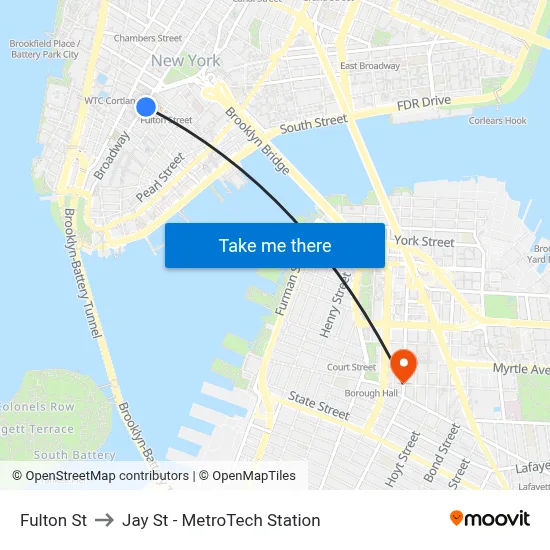 Fulton St to Jay St - MetroTech Station map