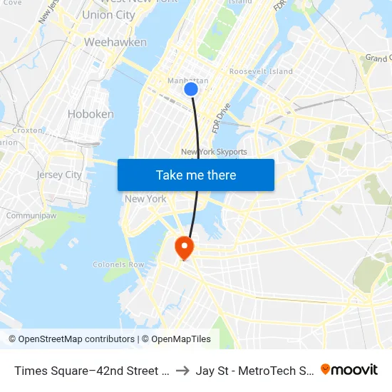 Times Square–42nd Street Station to Jay St - MetroTech Station map