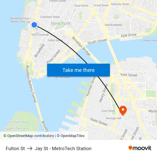 Fulton St to Jay St - MetroTech Station map
