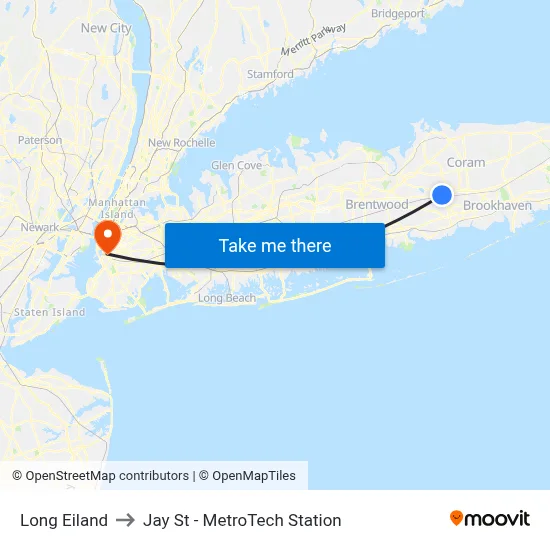 Long Eiland to Jay St - MetroTech Station map