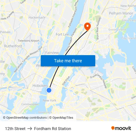 12th Street to Fordham Rd Station map