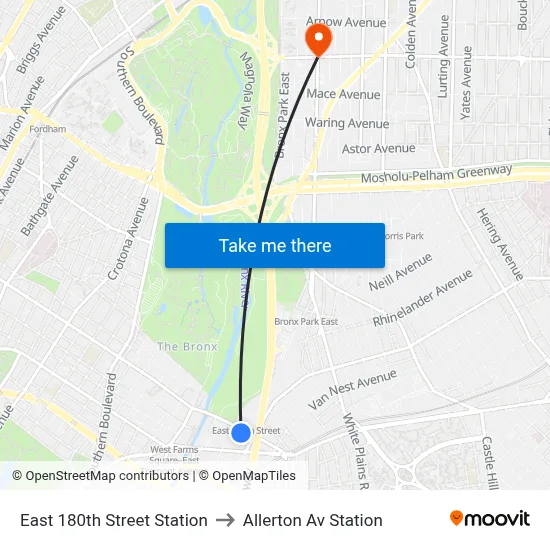 East 180th Street Station to Allerton Av Station map