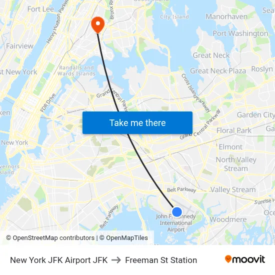 New York JFK Airport JFK to Freeman St Station map