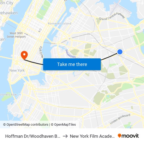 Hoffman Dr/Woodhaven Blvd to New York Film Academy map