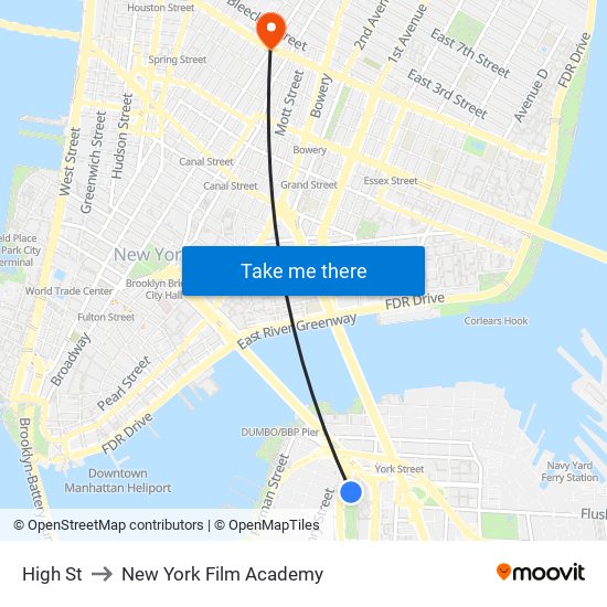 High St to New York Film Academy map