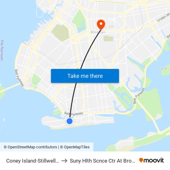 Coney Island-Stillwell Av to Suny Hlth Scnce Ctr At Broklyn map