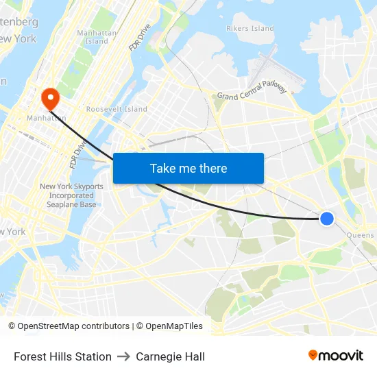 Forest Hills Station to Carnegie Hall map