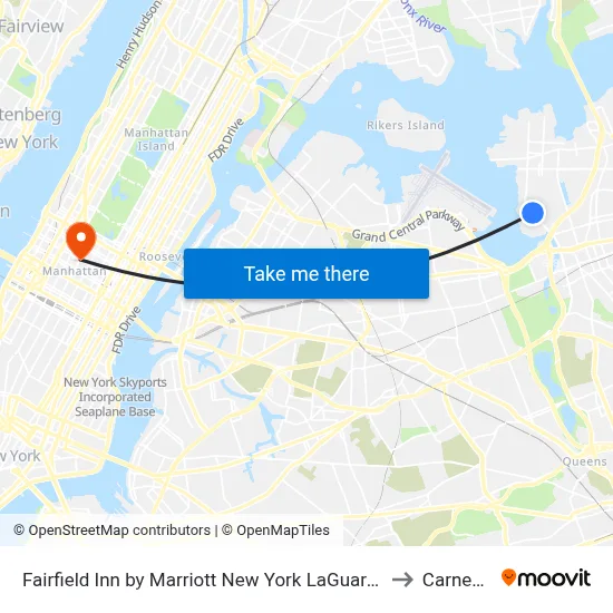 Fairfield Inn by Marriott New York LaGuardia Airport Flushing Queens to Carnegie Hall map