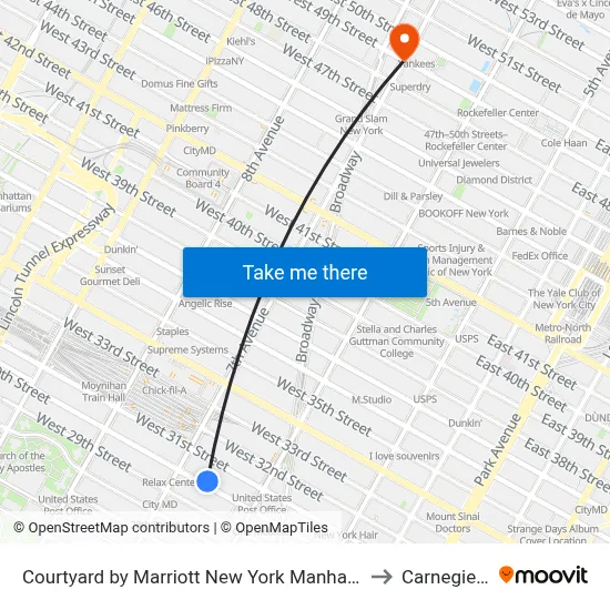 Courtyard by Marriott New York Manhattan Chelsea to Carnegie Hall map