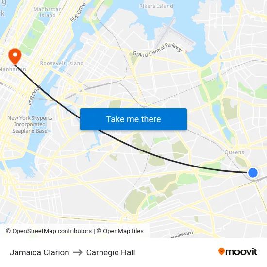 Jamaica Clarion to Carnegie Hall map