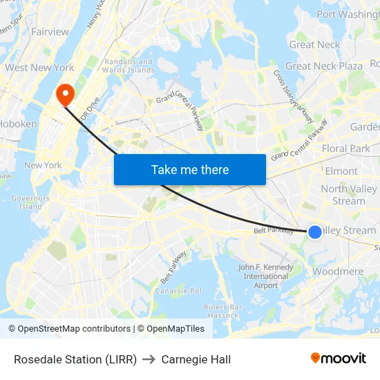 Rosedale Station (LIRR) to Carnegie Hall map