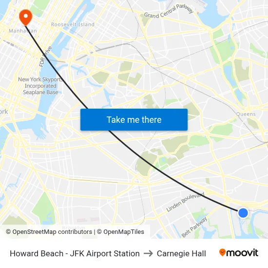 Howard Beach - JFK Airport Station to Carnegie Hall map