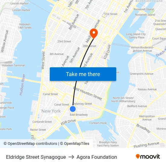 Eldridge Street Synagogue to Agora Foundation map