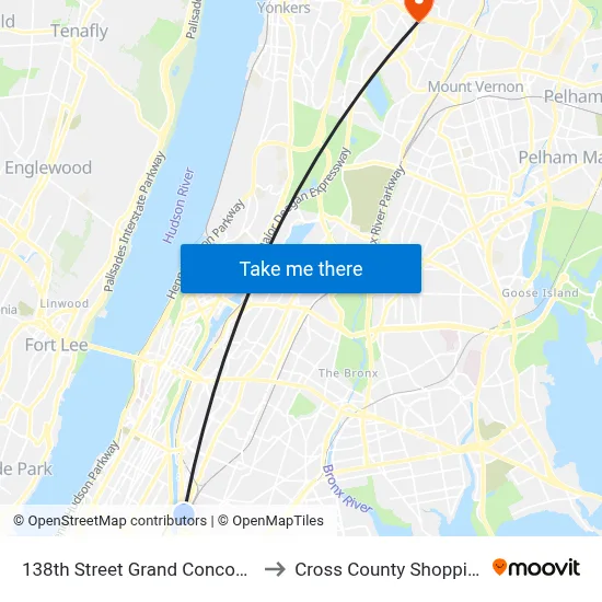 138th Street Grand Concourse Station to Cross County Shopping Center map