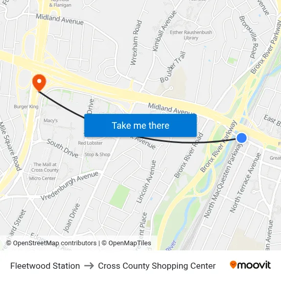 Fleetwood Station to Cross County Shopping Center map