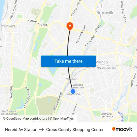 Nereid Av Station to Cross County Shopping Center map