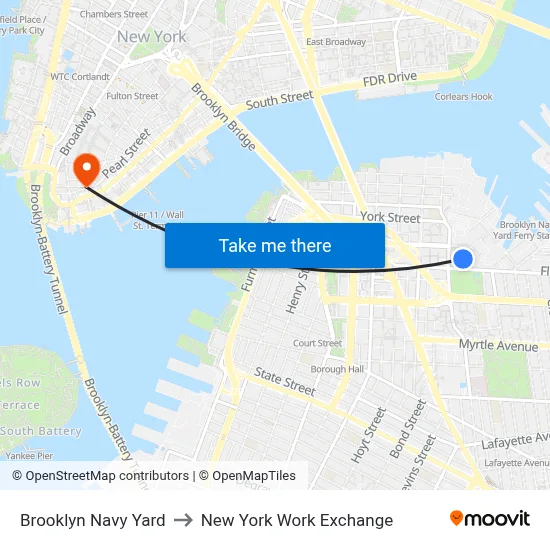 Brooklyn Navy Yard to New York Work Exchange map