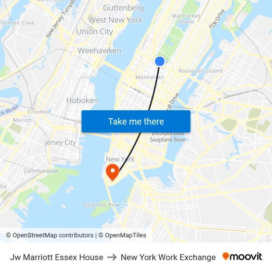 Jw Marriott Essex House to New York Work Exchange map
