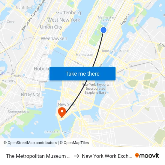 The Metropolitan Museum Of Art to New York Work Exchange map