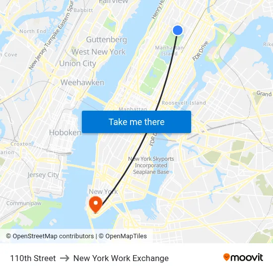 110th Street to New York Work Exchange map