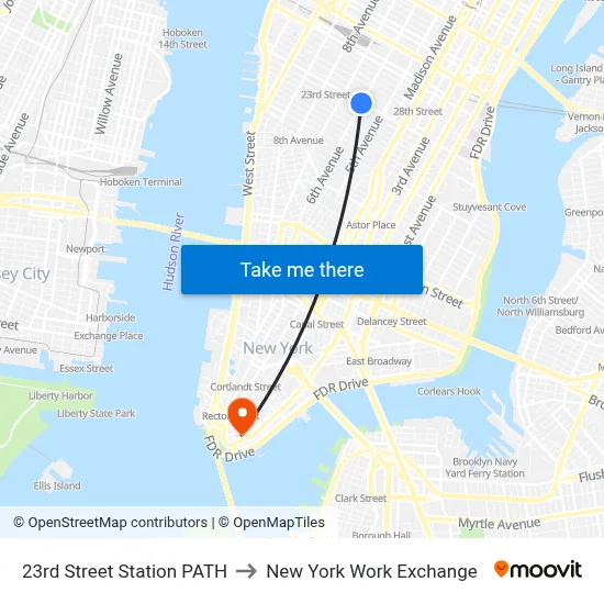 23rd Street Station PATH to New York Work Exchange map