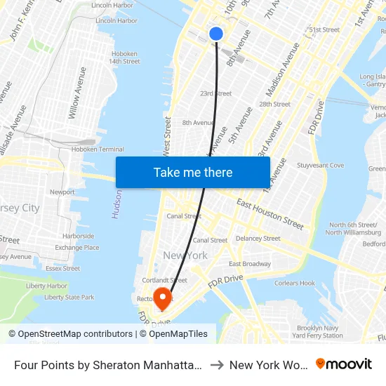 Four Points by Sheraton Manhattan Midtown West New York to New York Work Exchange map