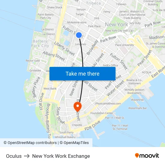 Oculus to New York Work Exchange map
