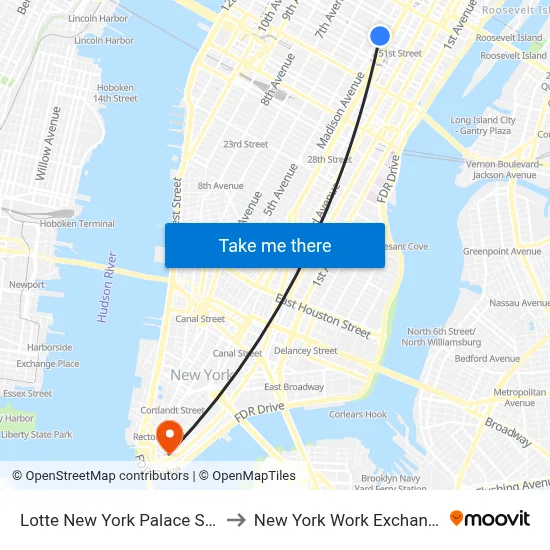 Lotte New York Palace Spa to New York Work Exchange map