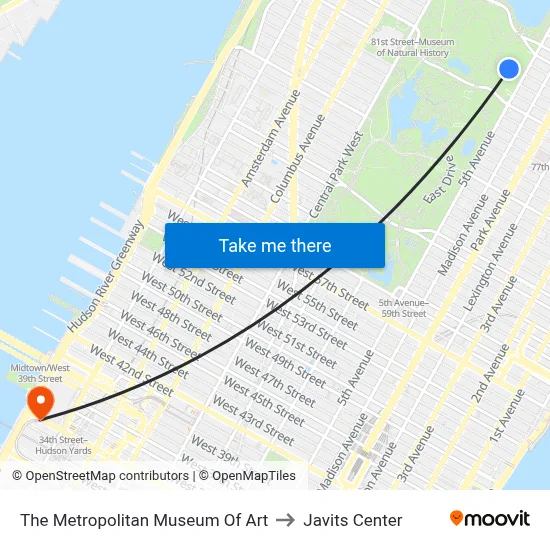 The Metropolitan Museum Of Art to Javits Center map