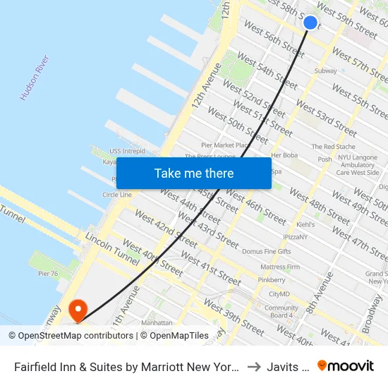 Fairfield Inn & Suites by Marriott New York Manhattan/Central Park to Javits Center map