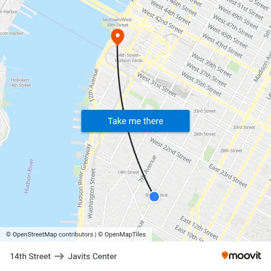 14th Street to Javits Center map