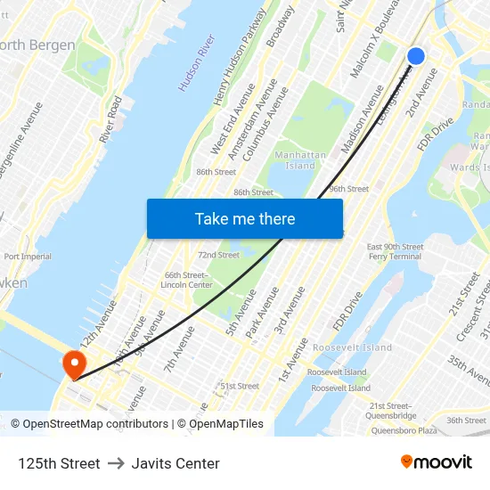 125th Street to Javits Center map