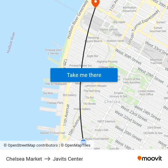 Chelsea Market to Javits Center map