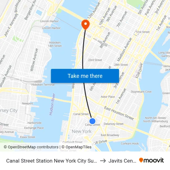 Canal Street Station New York City Subway to Javits Center map