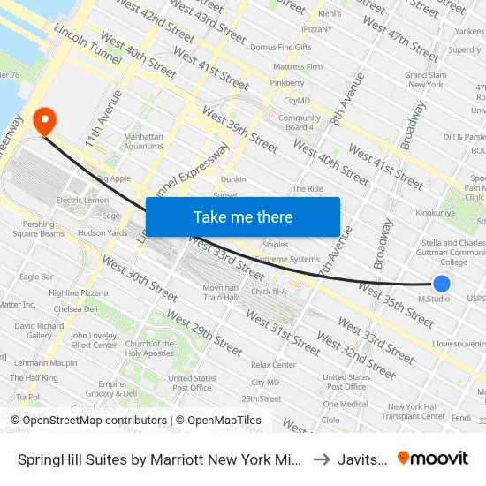 SpringHill Suites by Marriott New York Midtown Manhattan Fifth Avenue to Javits Center map