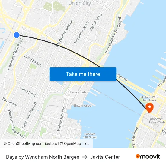 Days by Wyndham North Bergen to Javits Center map
