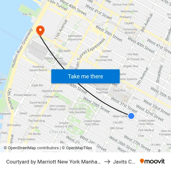 Courtyard by Marriott New York Manhattan Chelsea to Javits Center map