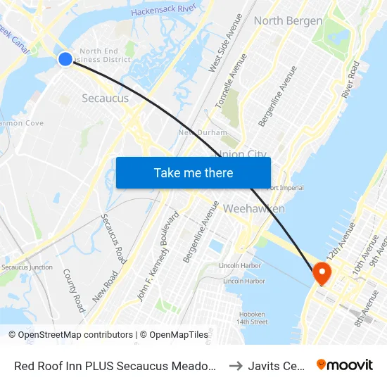 Red Roof Inn PLUS Secaucus Meadowlands to Javits Center map