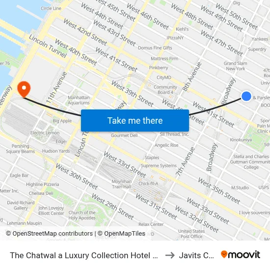 The Chatwal a Luxury Collection Hotel New York City to Javits Center map
