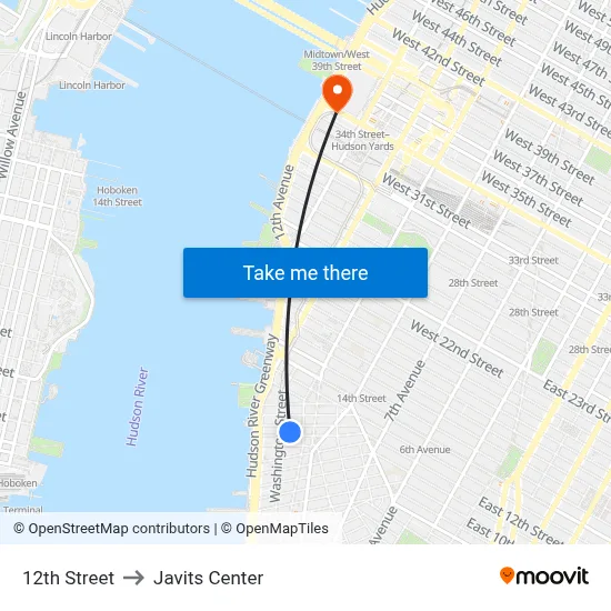 12th Street to Javits Center map