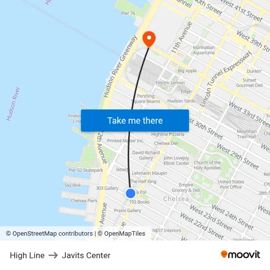 High Line to Javits Center map