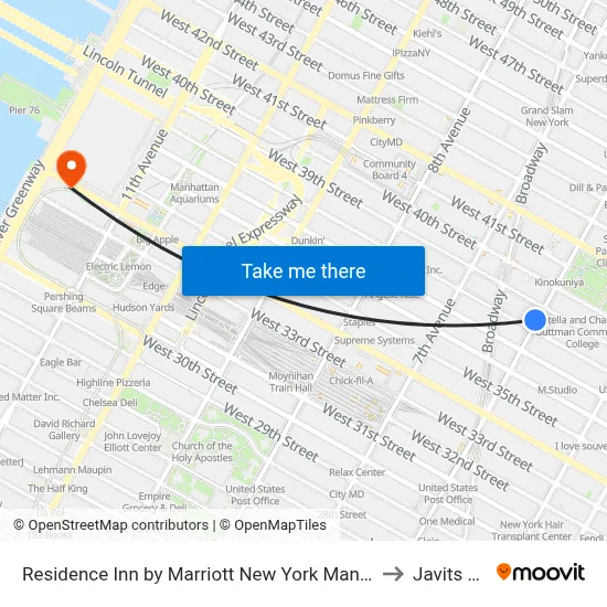 Residence Inn by Marriott New York Manhattan/Times Square to Javits Center map