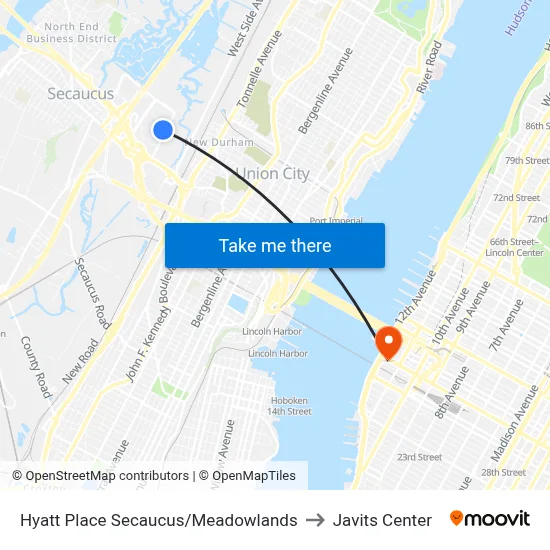 Hyatt Place Secaucus/Meadowlands to Javits Center map