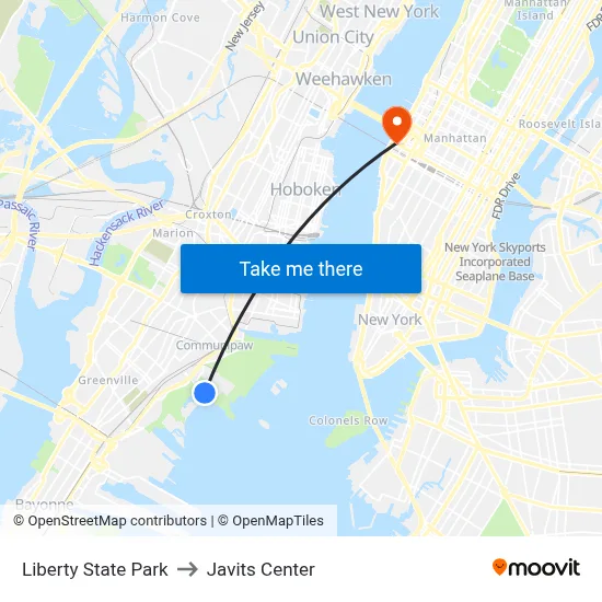 Liberty State Park to Javits Center map