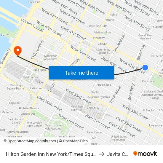Hilton Garden Inn New York/Times Square Central to Javits Center map