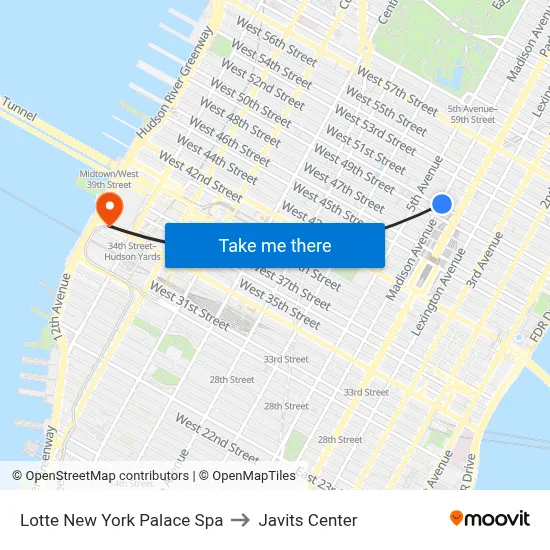 Lotte New York Palace Spa to Javits Center map
