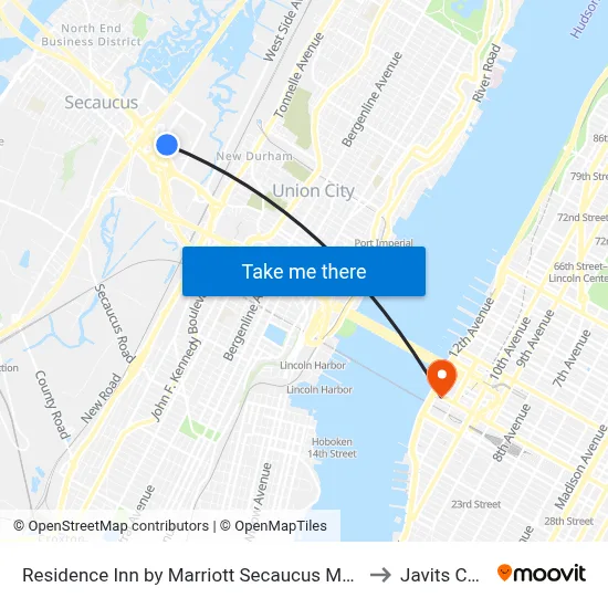 Residence Inn by Marriott Secaucus Meadowlands to Javits Center map